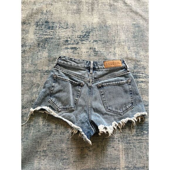 PacSun Light Blue Distressed High Rise Festival Denim Shorts 23" - Picture 2 of 7